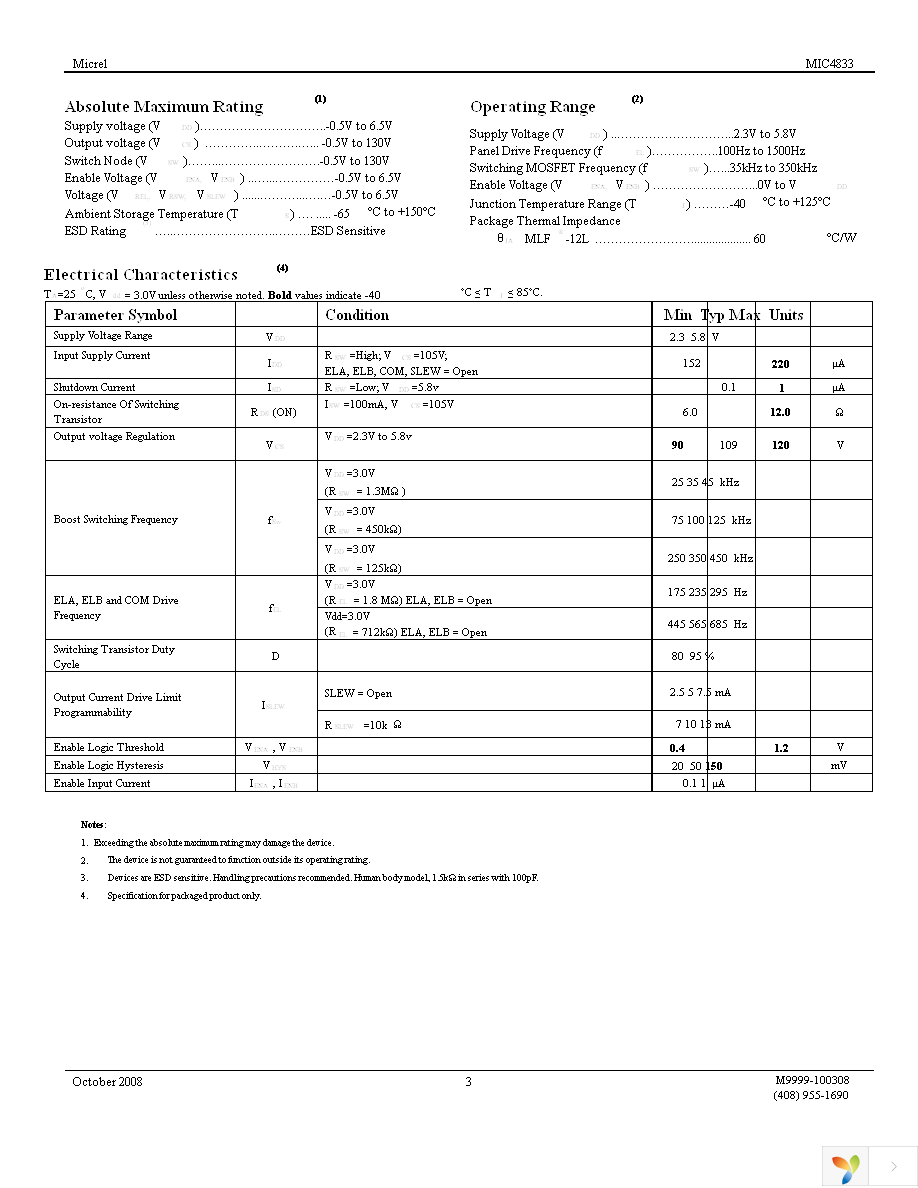 MIC4833YML TR Page 3